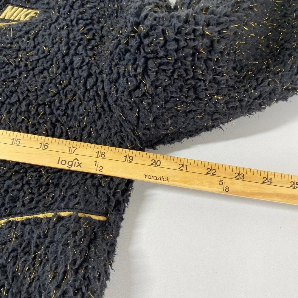Nike Sportswear Sherpa Fleece Bomber Jacket XL Black Gold Sparkle Full Zip
